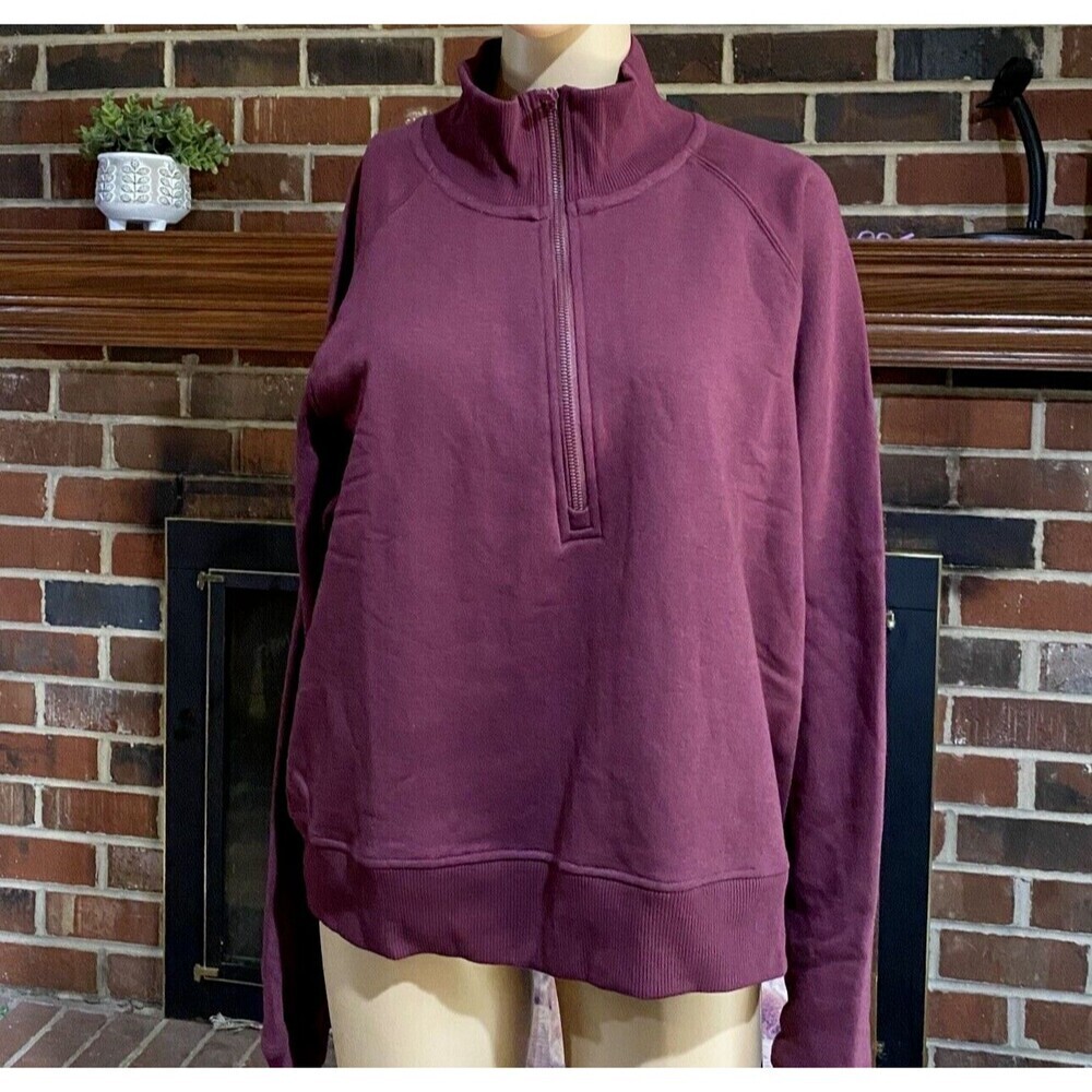 90 Degree Women’s Half Zip Long Sleeve Sweater Wine comfort Size XL Cotton New